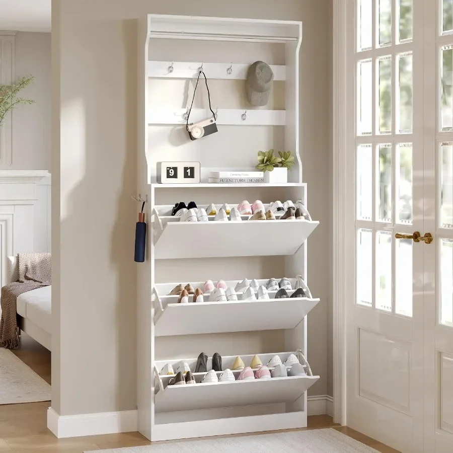 Storage & Organization - Tall shoe cabinet with coat rack