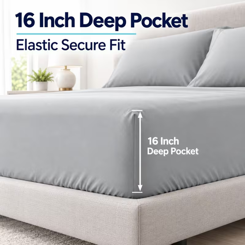 3/4pcs Bed Sheet Set, Soft Bre - Fitted Bed Sheets Deep Pocket recension och pris