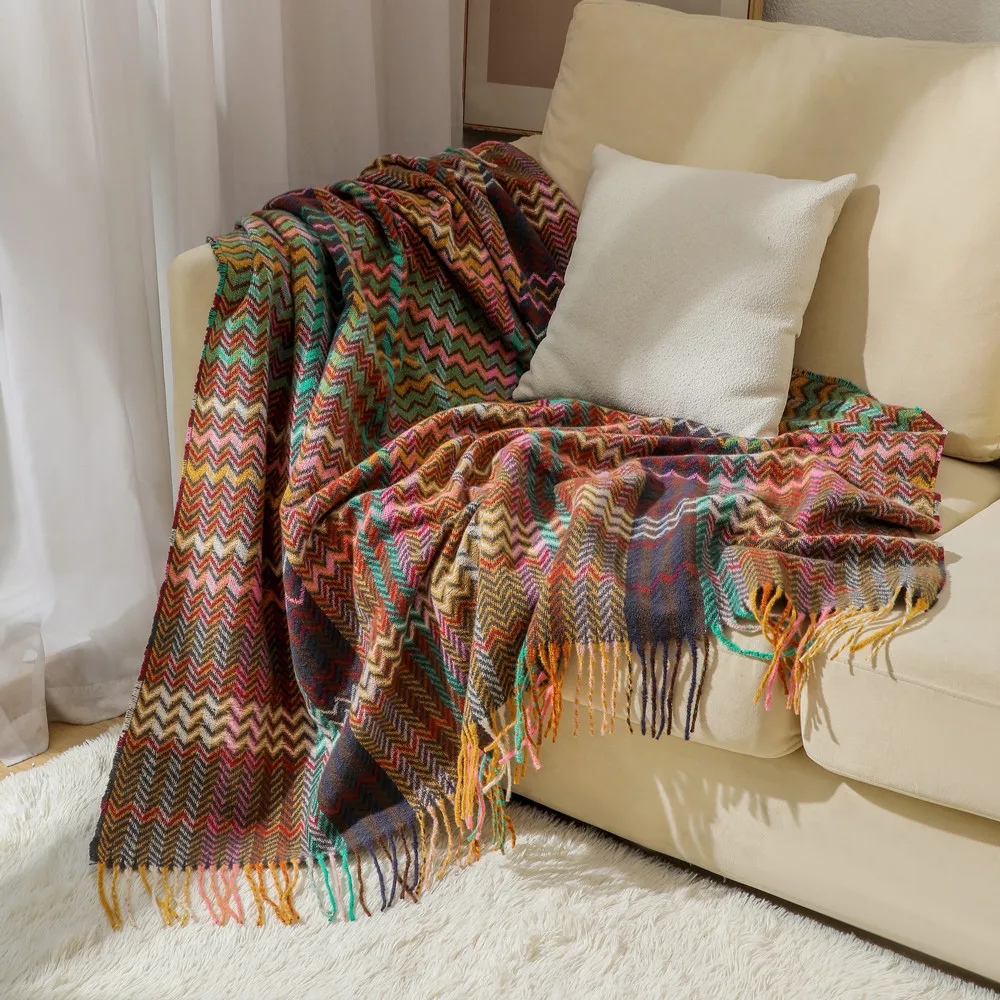 Boho Wave Throw Blanket with T - Boho Throw Blanket Fringe recension och pris
