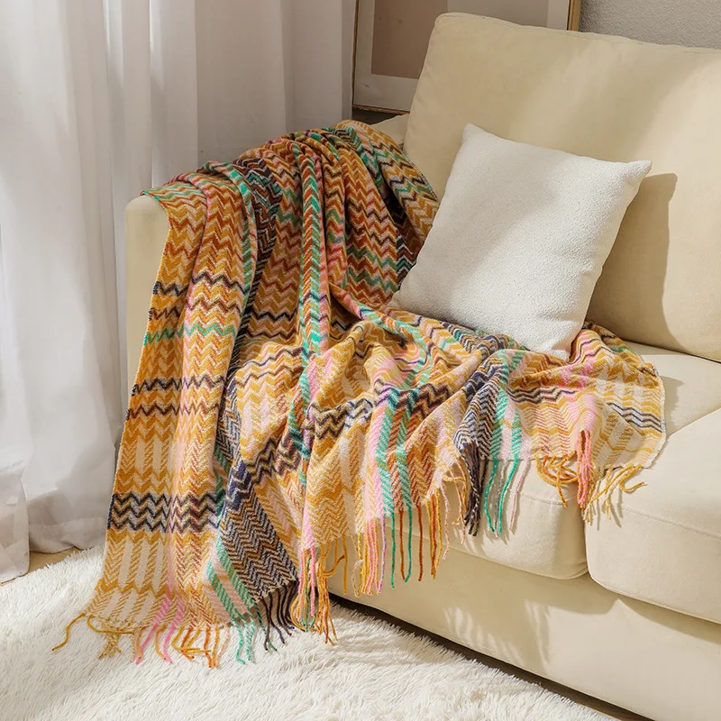 Boho Wave Throw Blanket with T - Boho Throw Blanket Fringe recension och pris