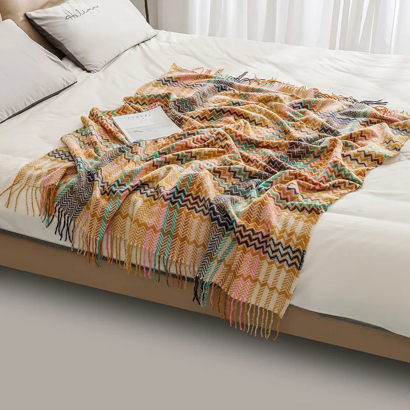Boho Wave Throw Blanket with T - Boho Throw Blanket Fringe recension och pris